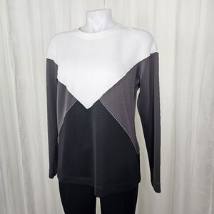 Worth New York Tri-Tone Scuba-Knit Long Sleeve In Black, Gray, White Size P
